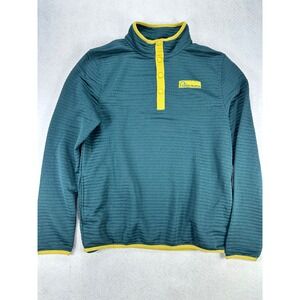 Ducks Unlimited Mens Medium Teal Green Grid Fleece 1/4 Snap Pullover Sweater M